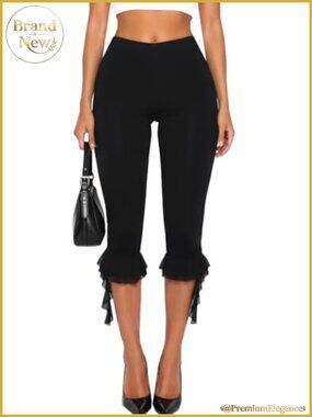 Y2K Ruffle Flare Capri Pants High Stretch Going Out Leggings